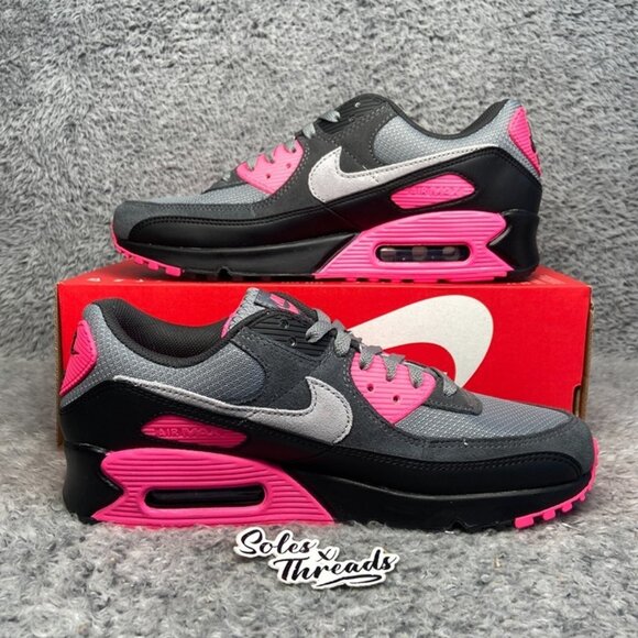 Nike Air Max 90 Wolf Grey Hyper Pink Size 10 Men Sneakers DM0029-010 - Picture 2 of 8